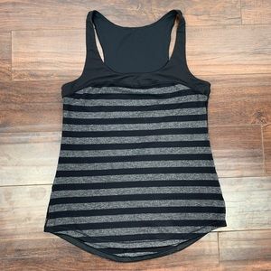 lululemon athletica black and grey striped tank